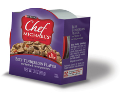 Chef Michael’s® Canine Creations Beef Tenderloin Flavor and barley & carrot garnishes packaging